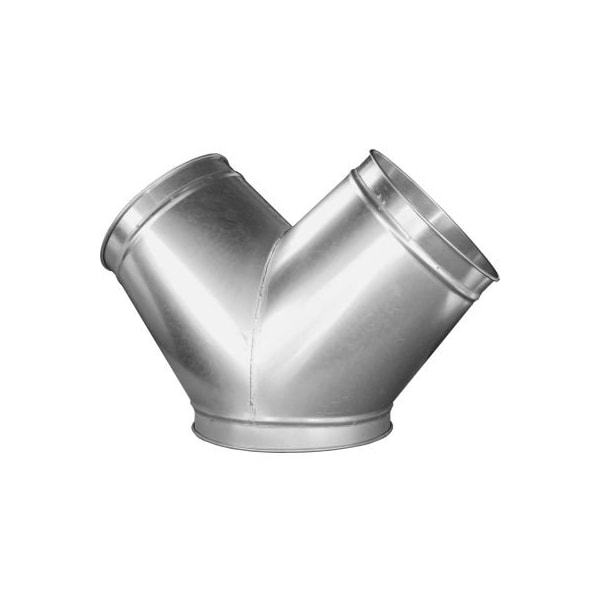 Us Duct Clamp Together Y Branch, 45 Degree 12-12-12, 12" Diameter, Galvanized, 18 Gauge RBY12R12R12R45.G18 - main
